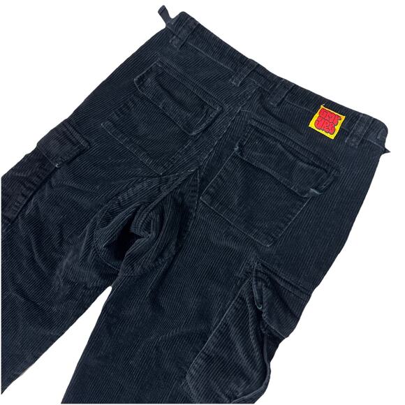 Empyre Black Corduroy Cargo Pants 28x26 Relaxed Streetwear Adjustable Ankle - Picture 5 of 8